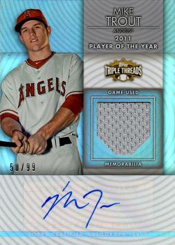 Mike Trout Autograph Game Worn Jersey Baseball Card