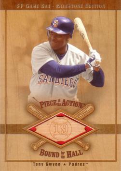 Tony Gwynn player worn jersey patch baseball card (San Diego Padres) 2001  Fleer Game Time Uniformity #TG